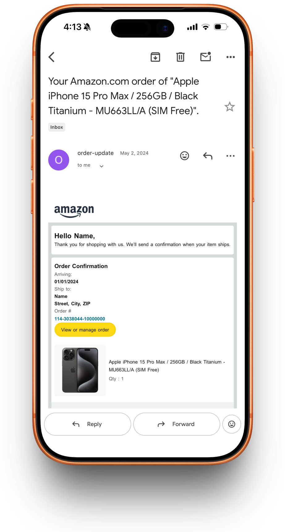 Amazon receipt preview
