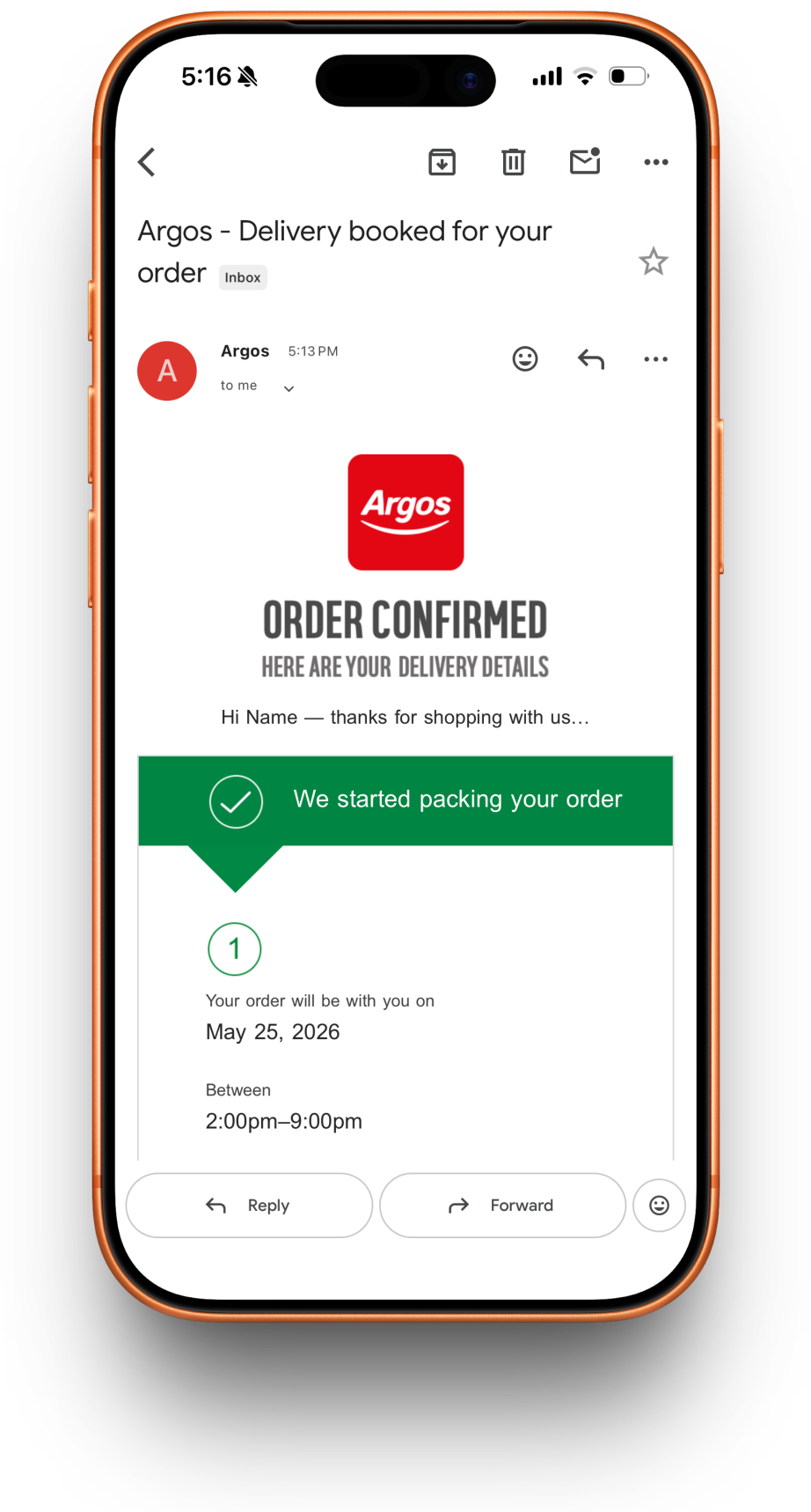 Argos receipt preview