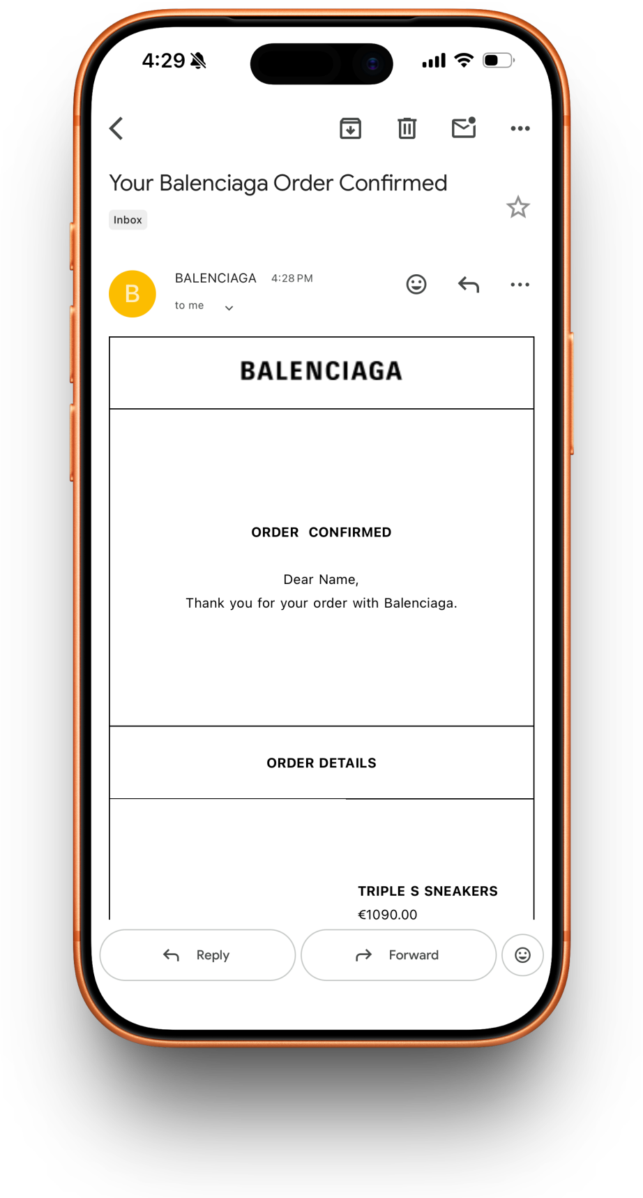 Balenciaga receipt preview