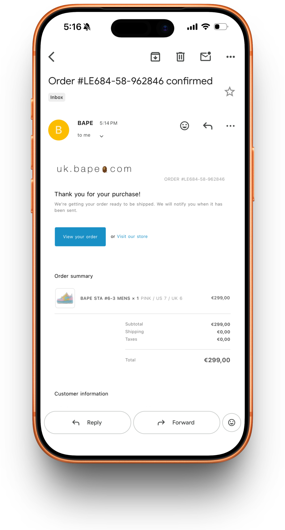 Bape receipt preview