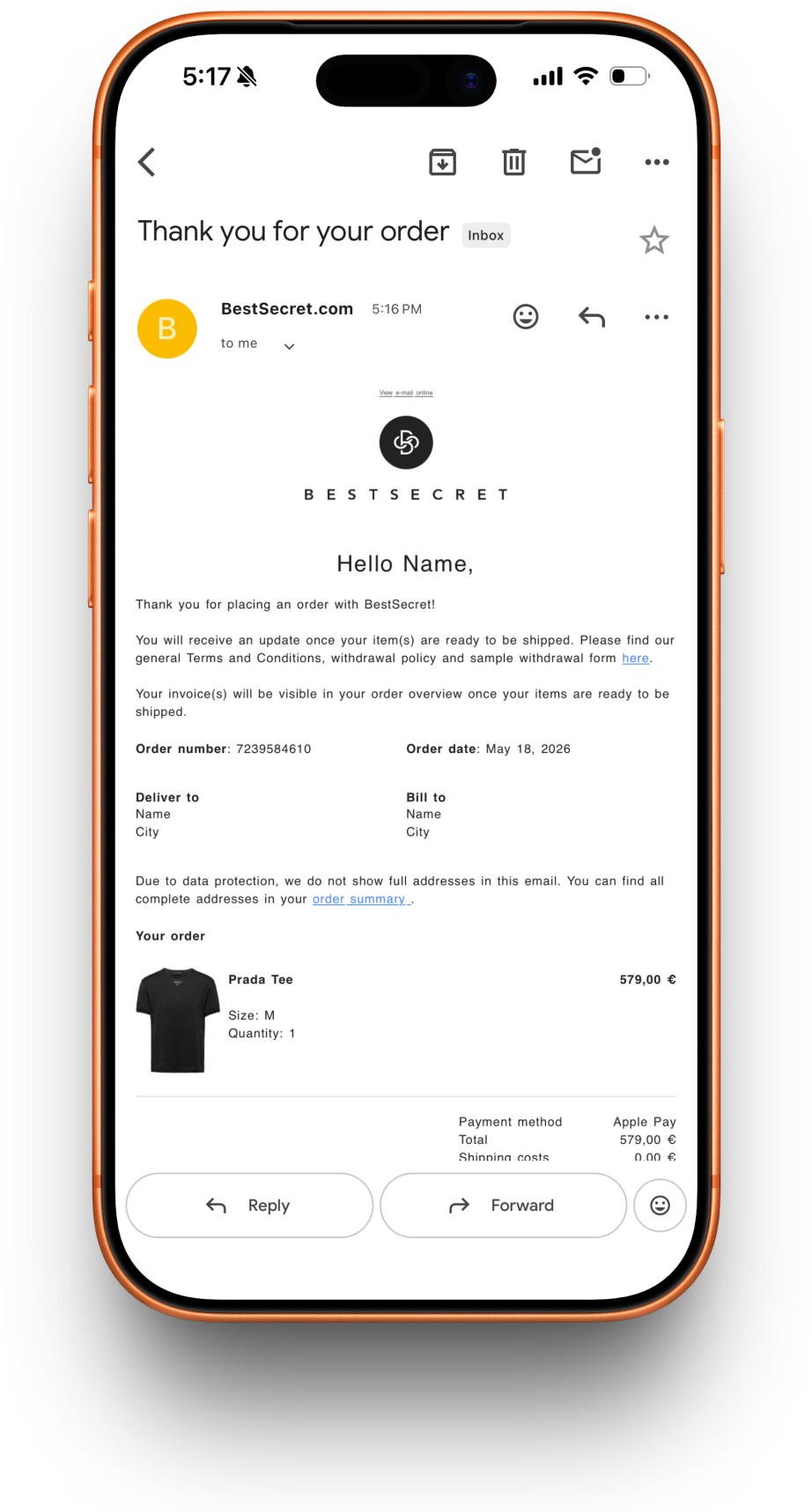 Best Secret receipt preview