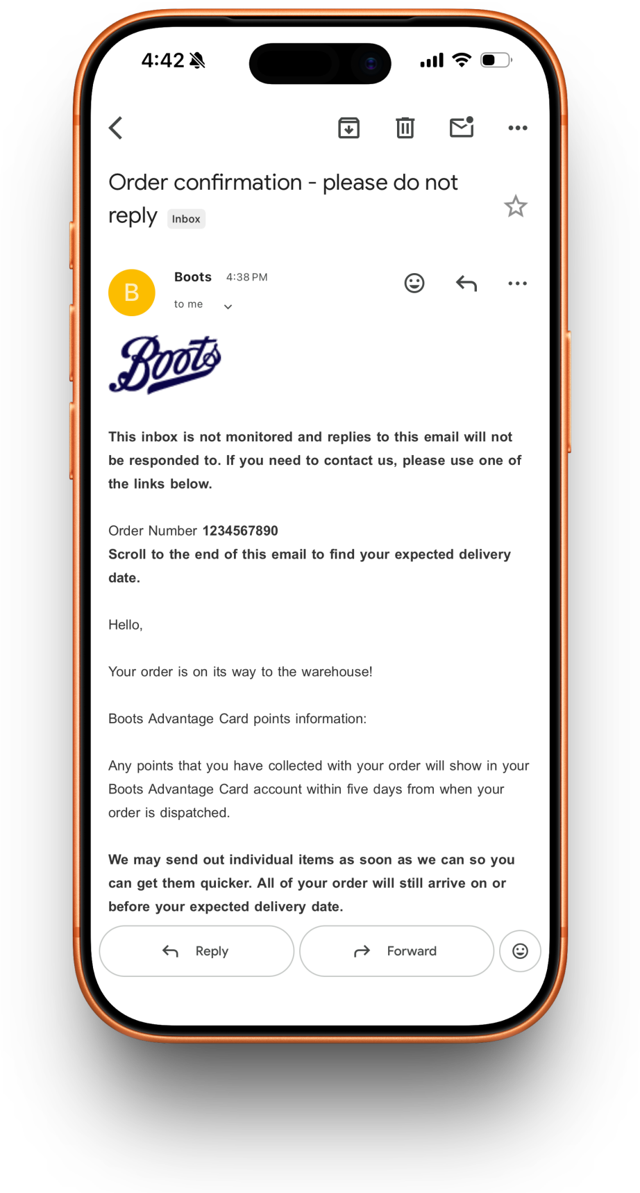 Boots receipt preview