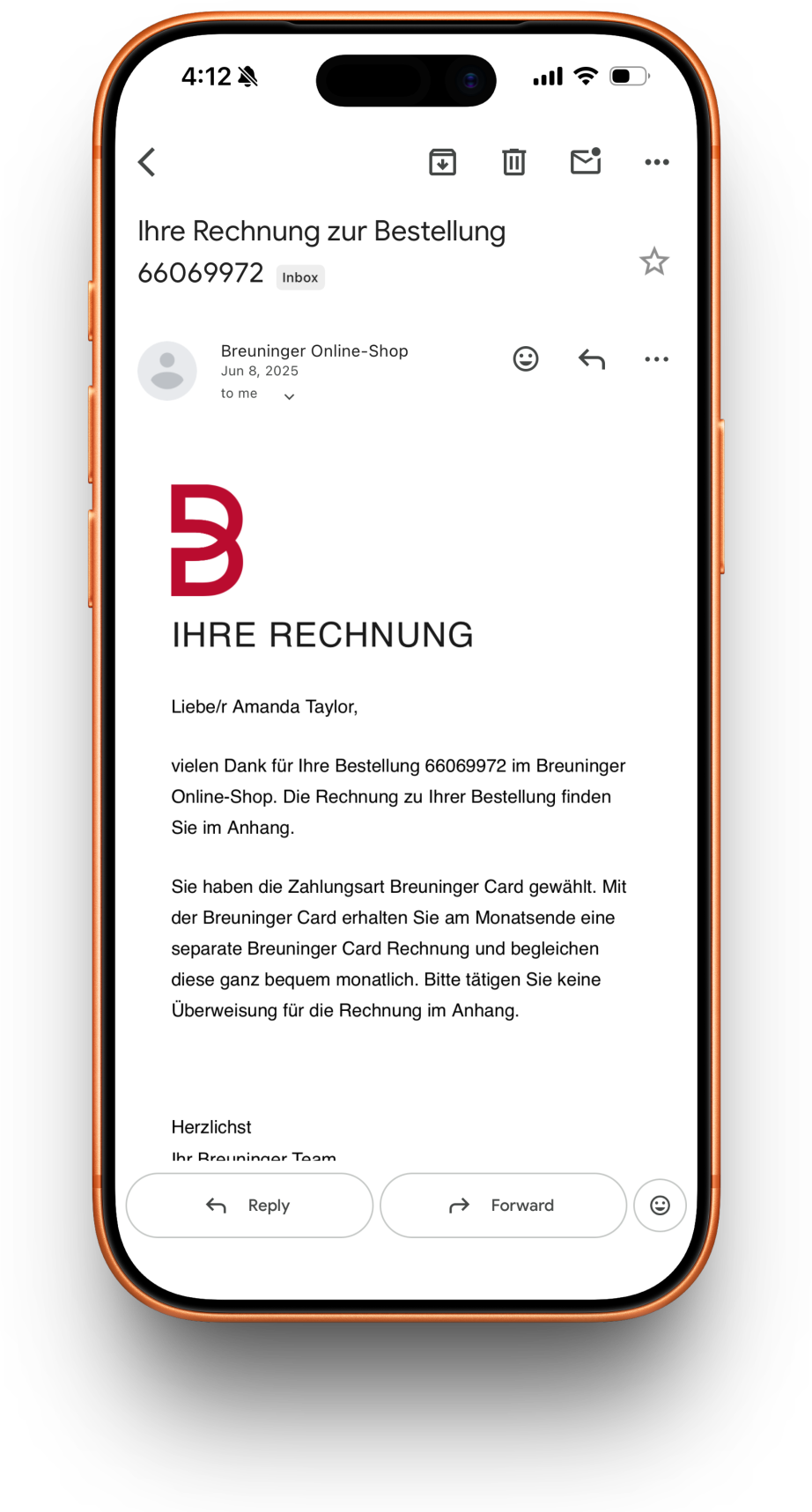 Breuninger receipt preview