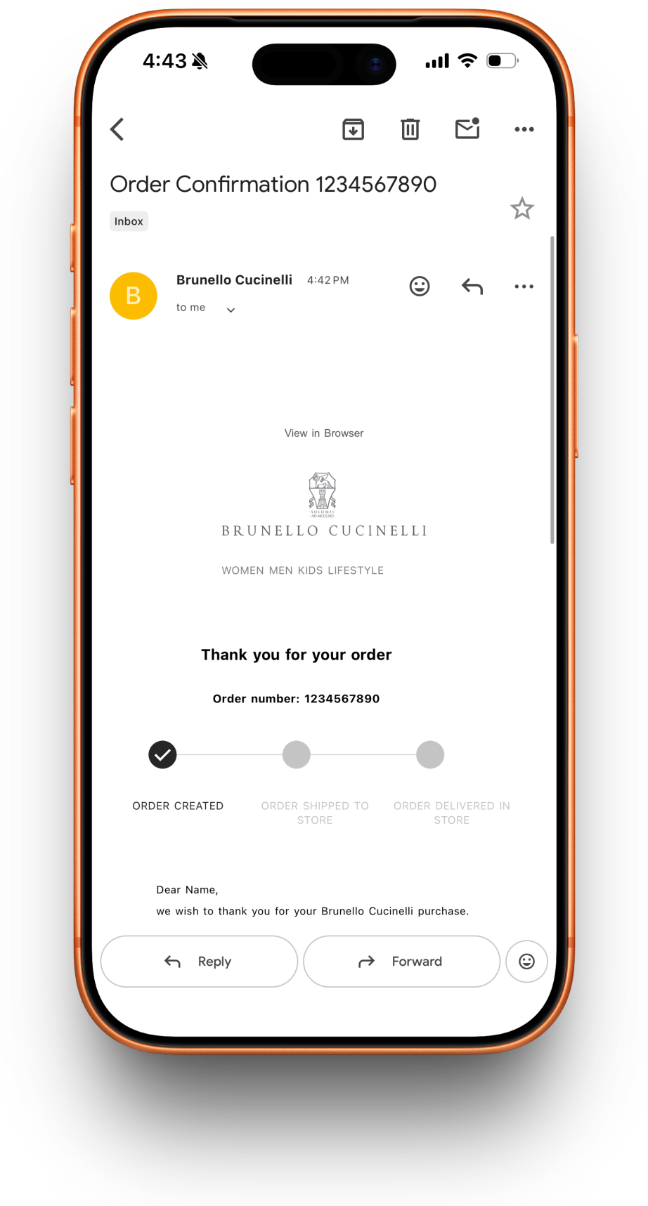Brunello Cucinelli receipt preview