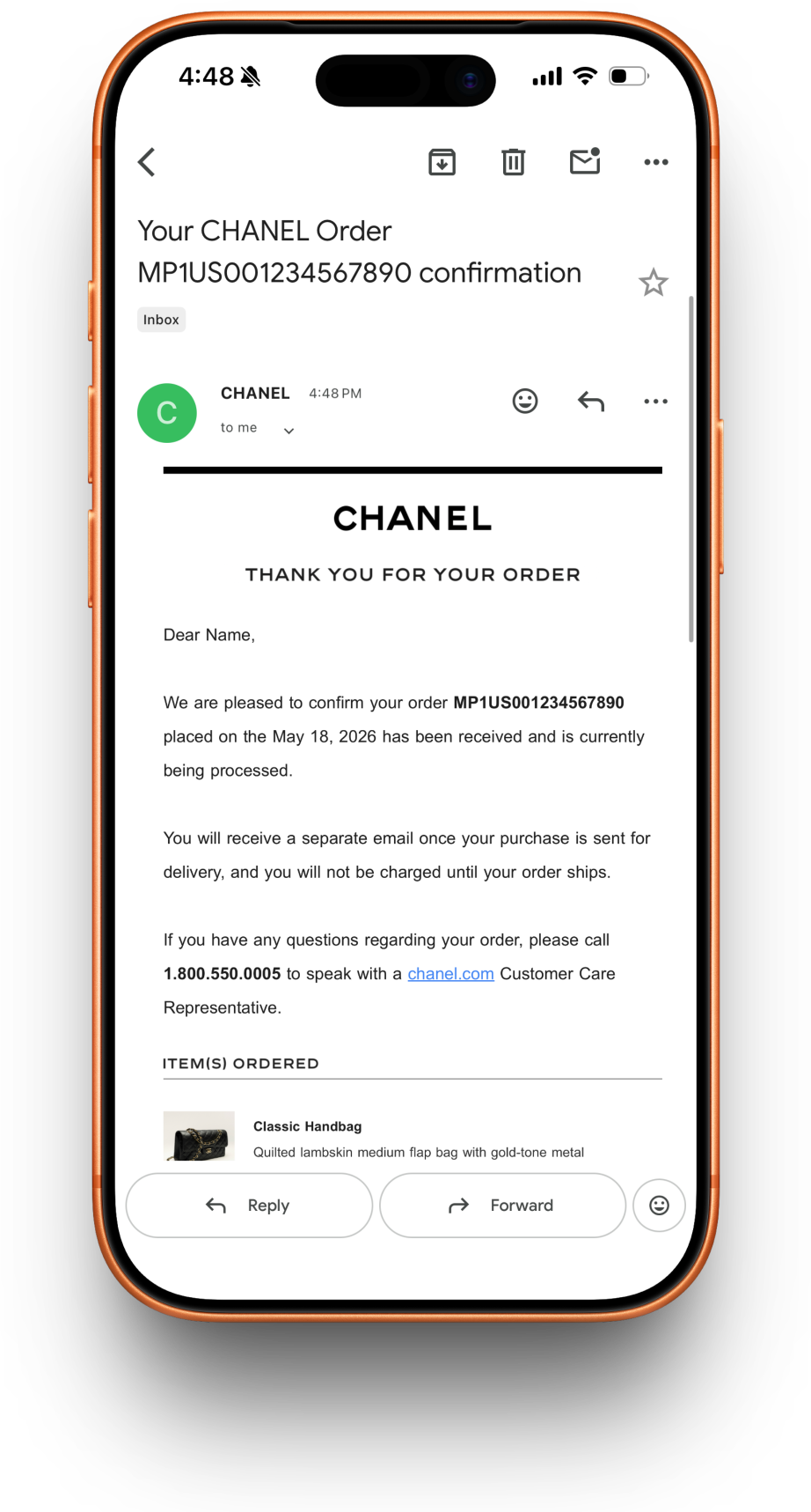 Chanel receipt preview