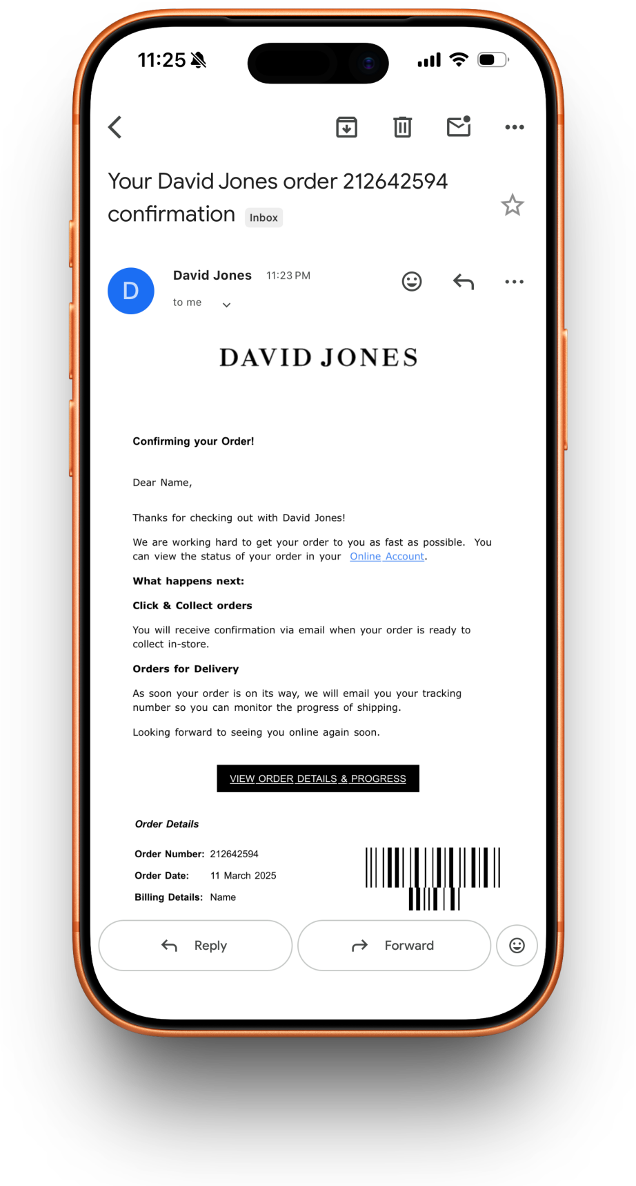 David Jones receipt preview