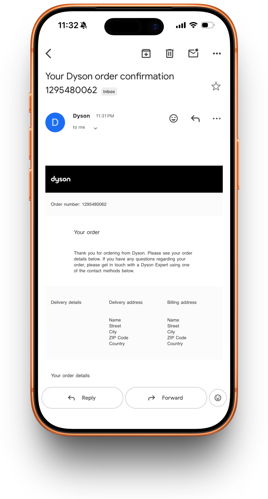 Dyson receipt preview