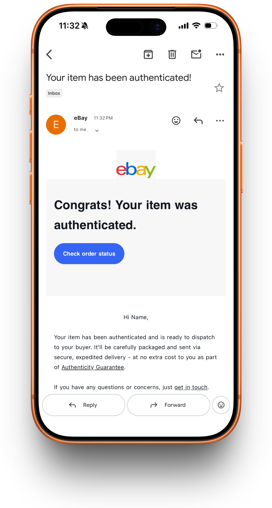 eBay Authentication receipt preview