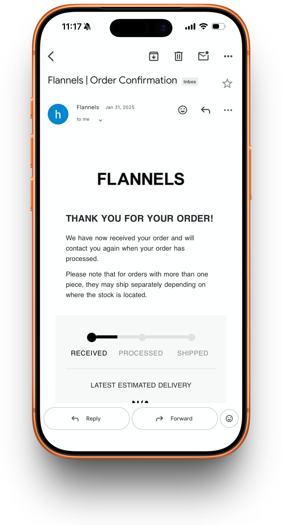 Flannels receipt preview