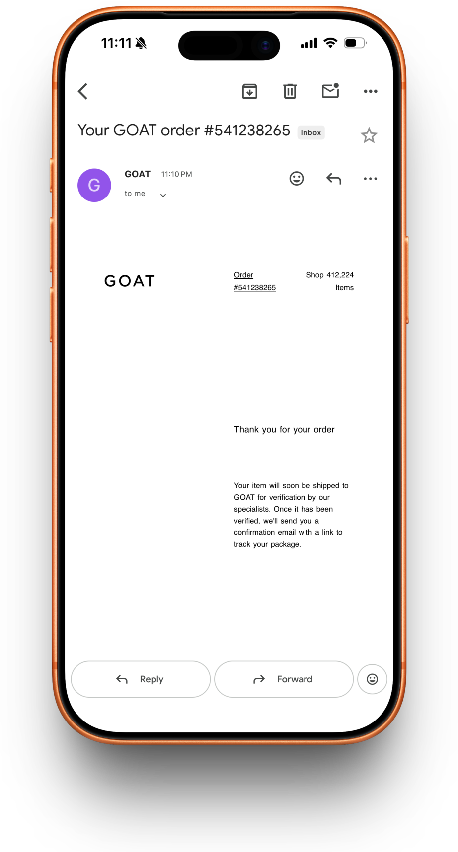 GOAT V2 receipt preview