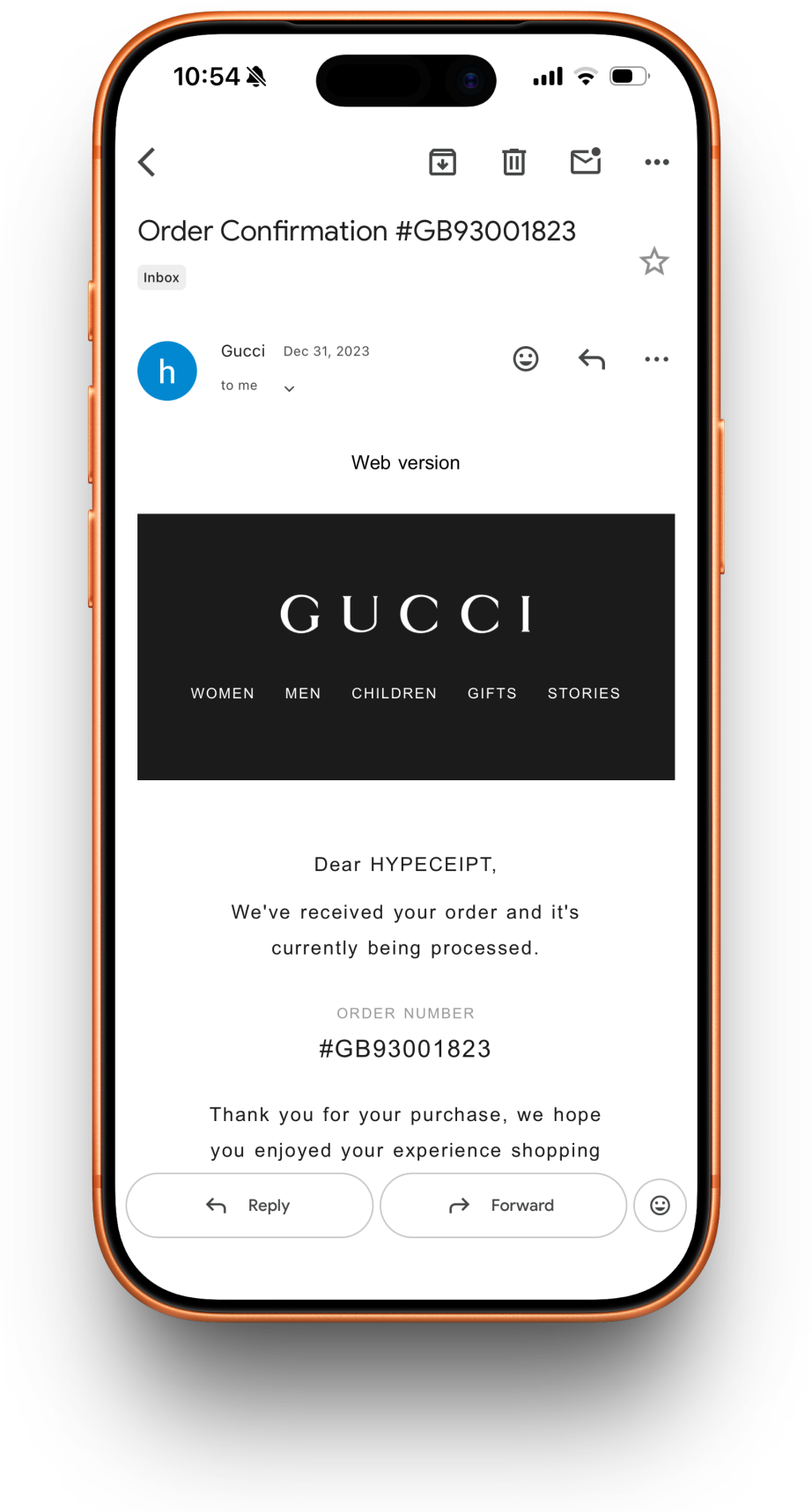 Gucci receipt preview