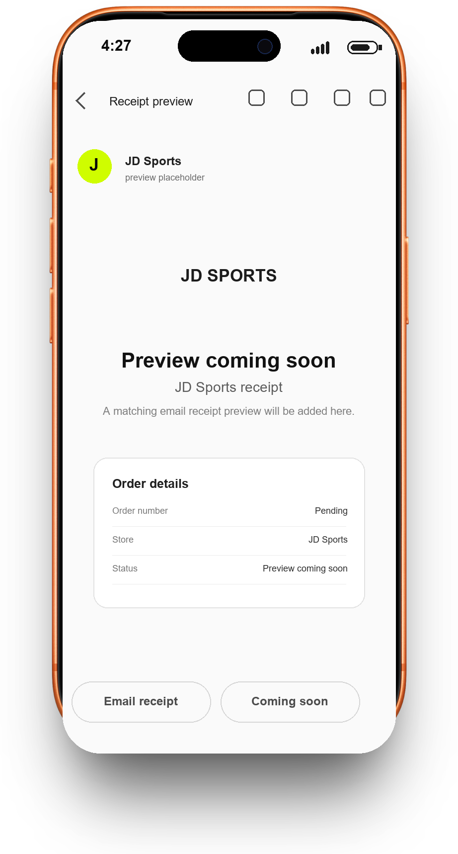 JD Sports receipt preview