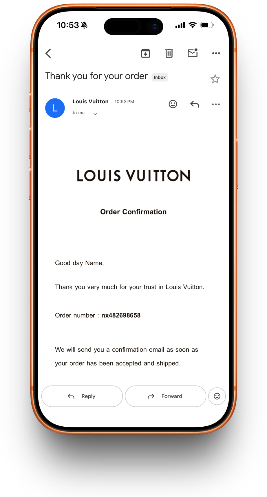 Louis Vuitton receipt preview