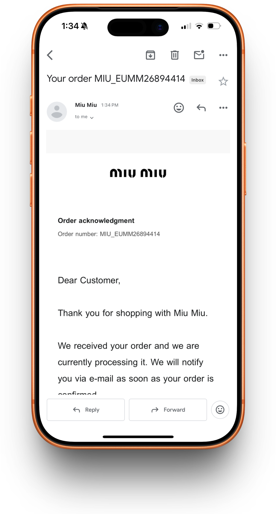 Miu Miu receipt preview