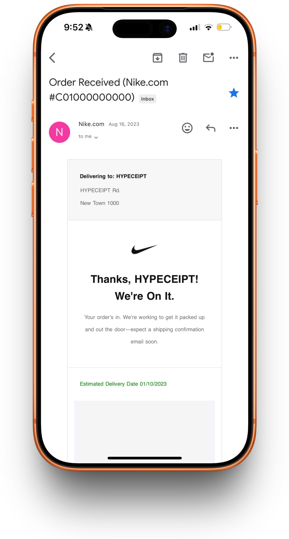 Nike receipt preview