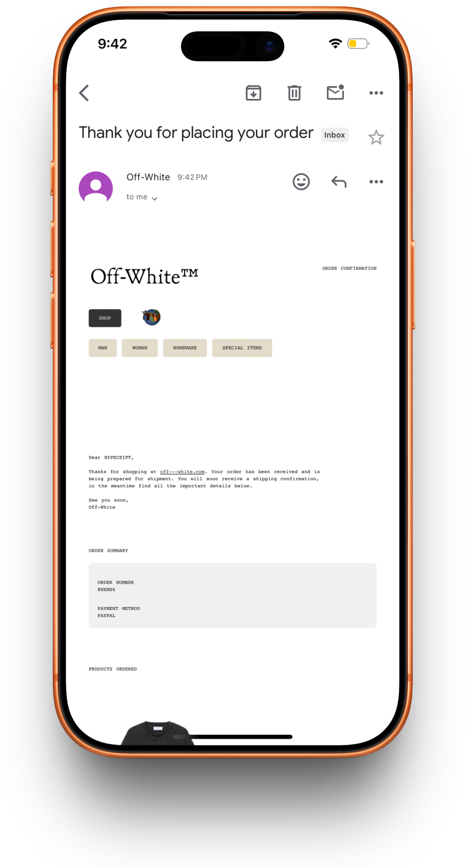 Offwhite receipt preview