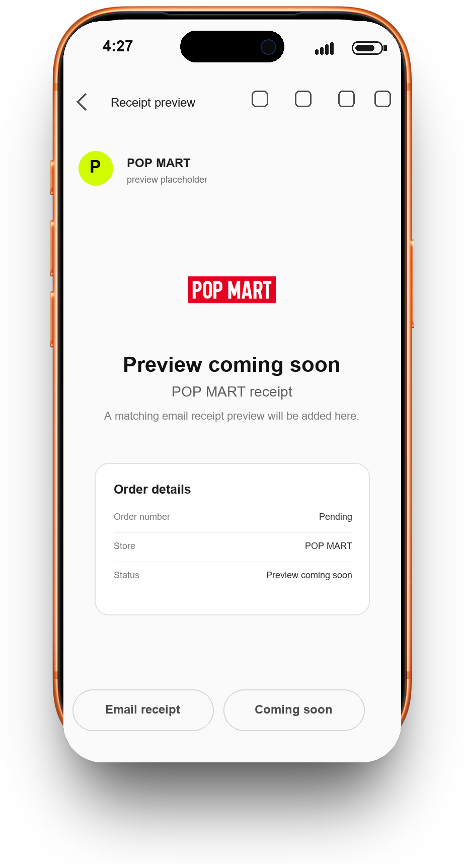 POP MART receipt preview