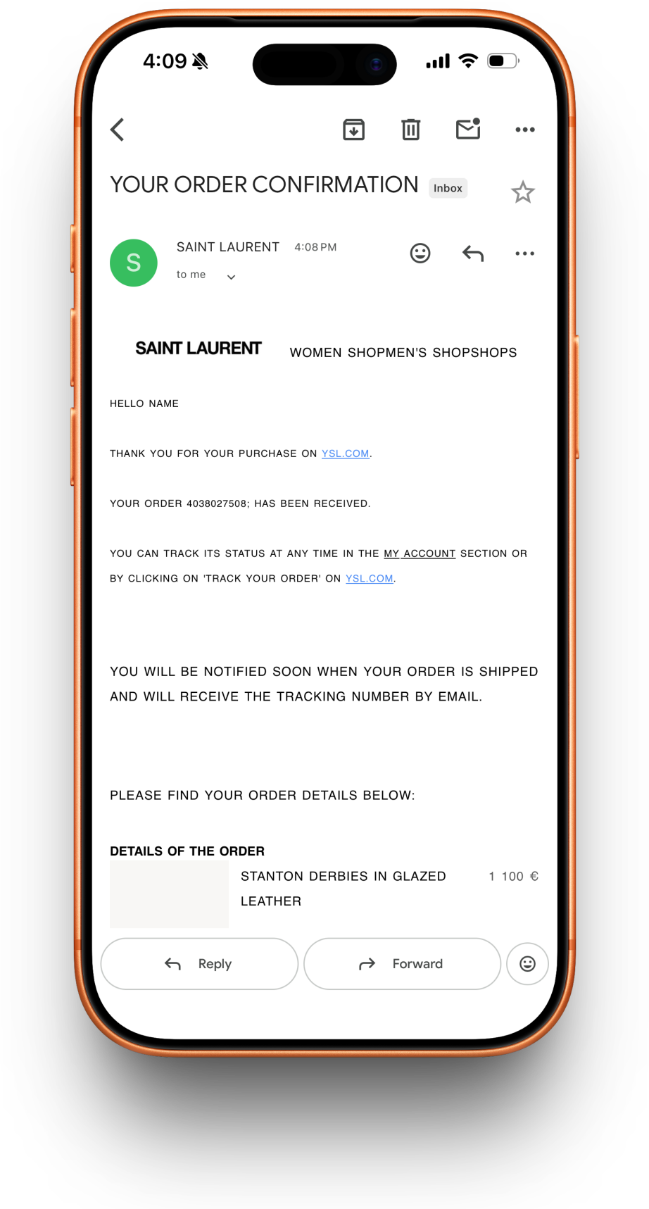 Saint Laurent receipt preview