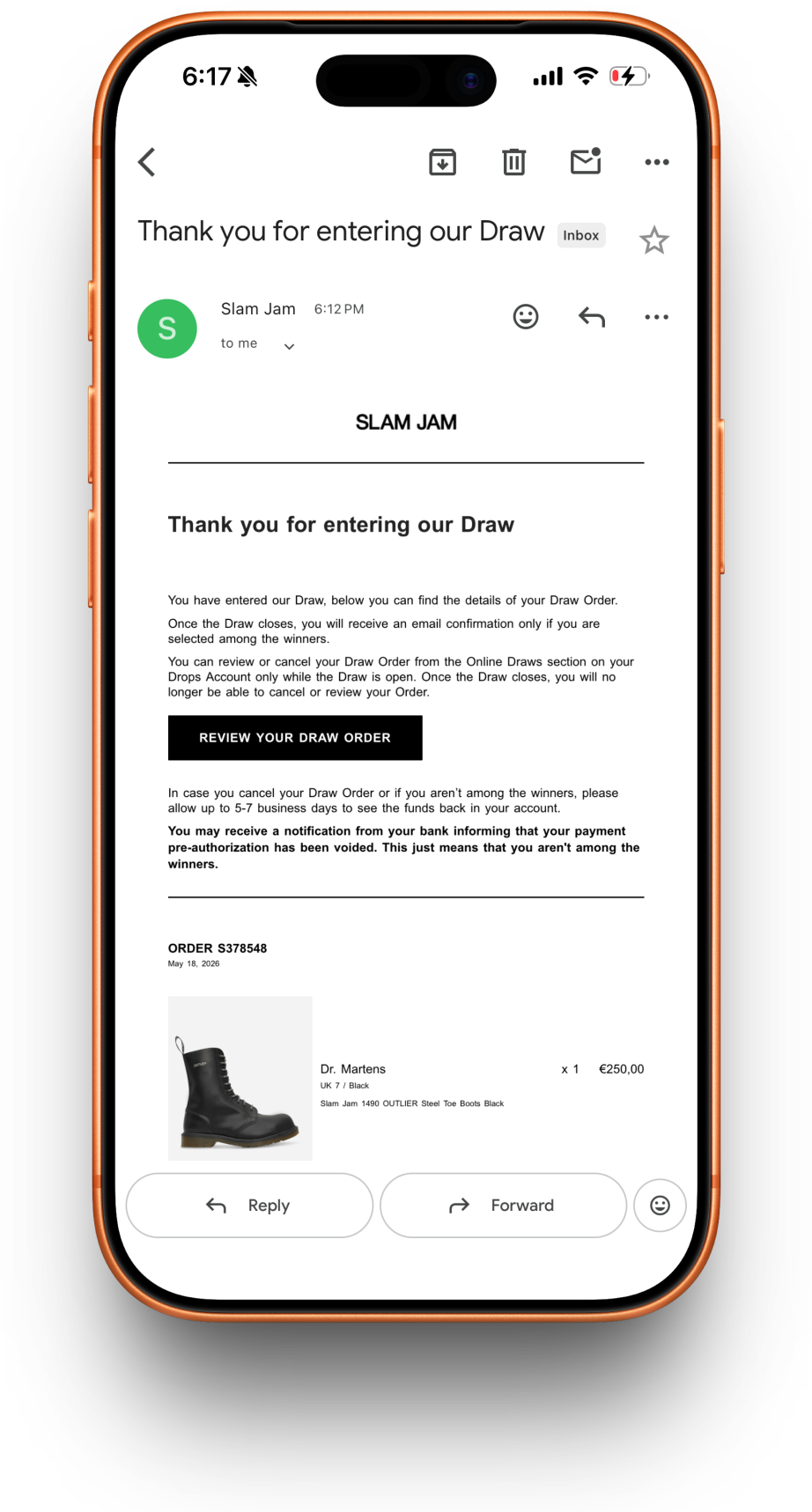 Slam Jam receipt preview