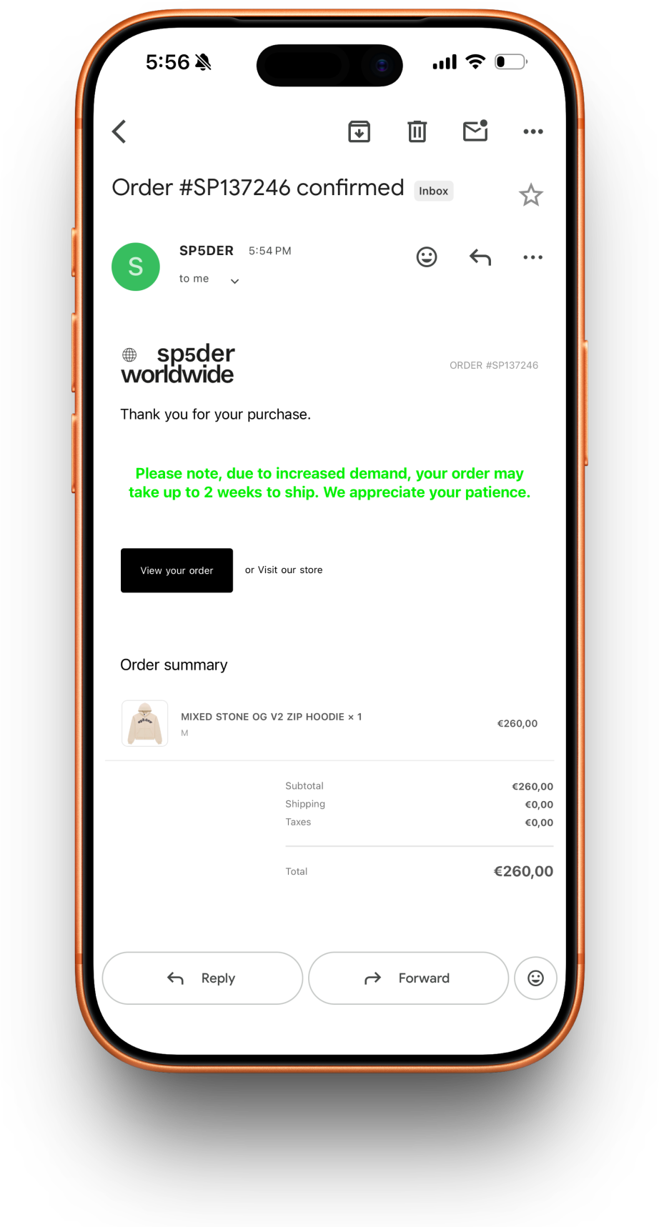 Sp5der receipt preview