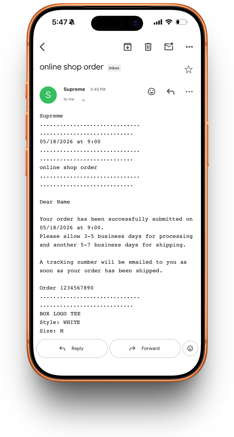 Supreme receipt preview