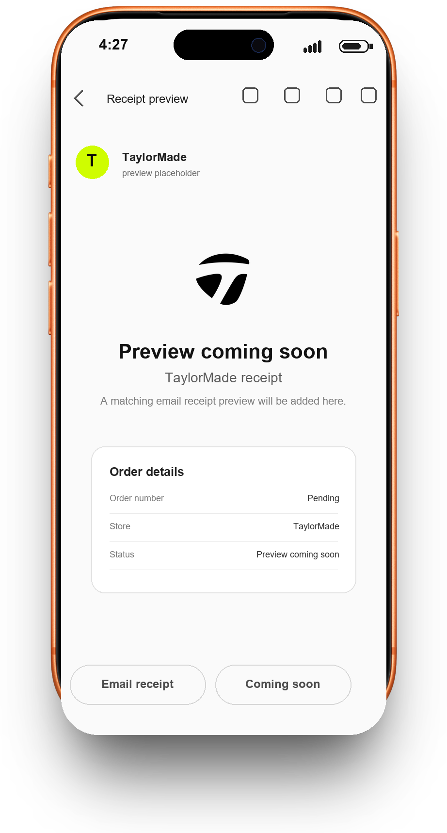 TaylorMade receipt preview