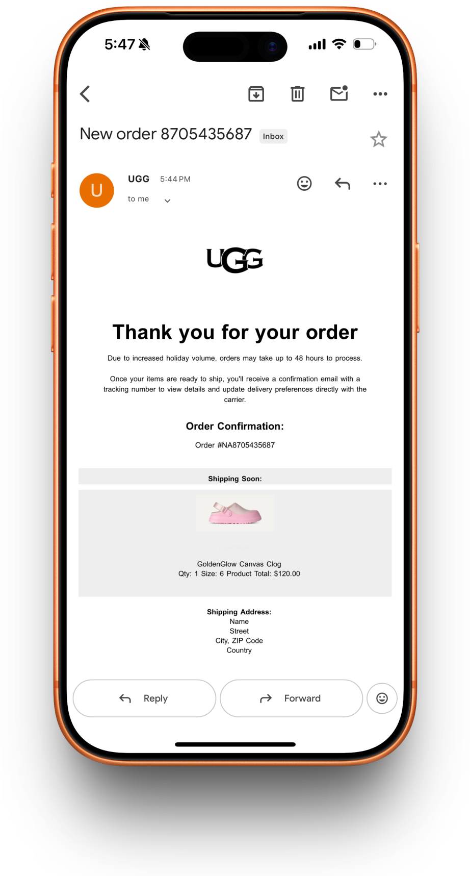 UGG receipt preview