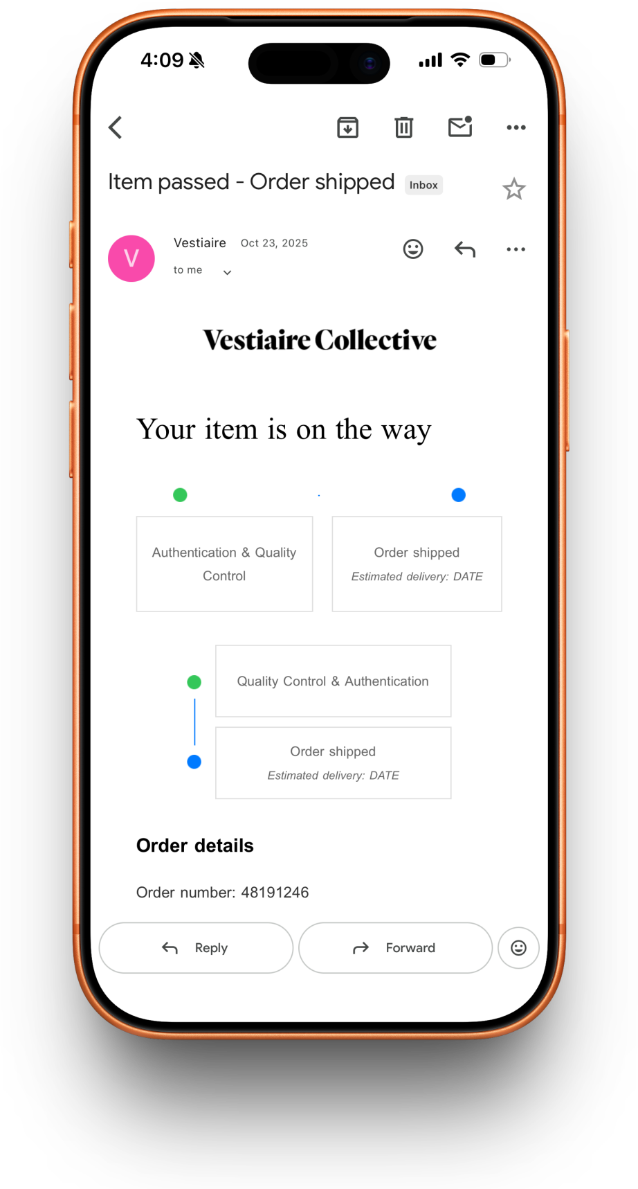 Vestiaire receipt preview