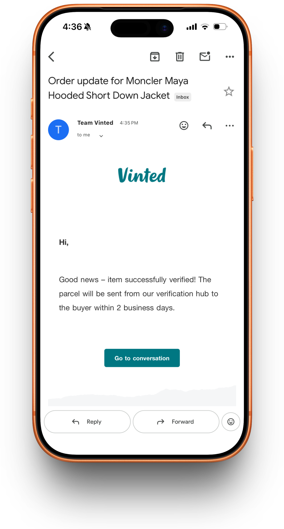 Vinted Authentication receipt preview