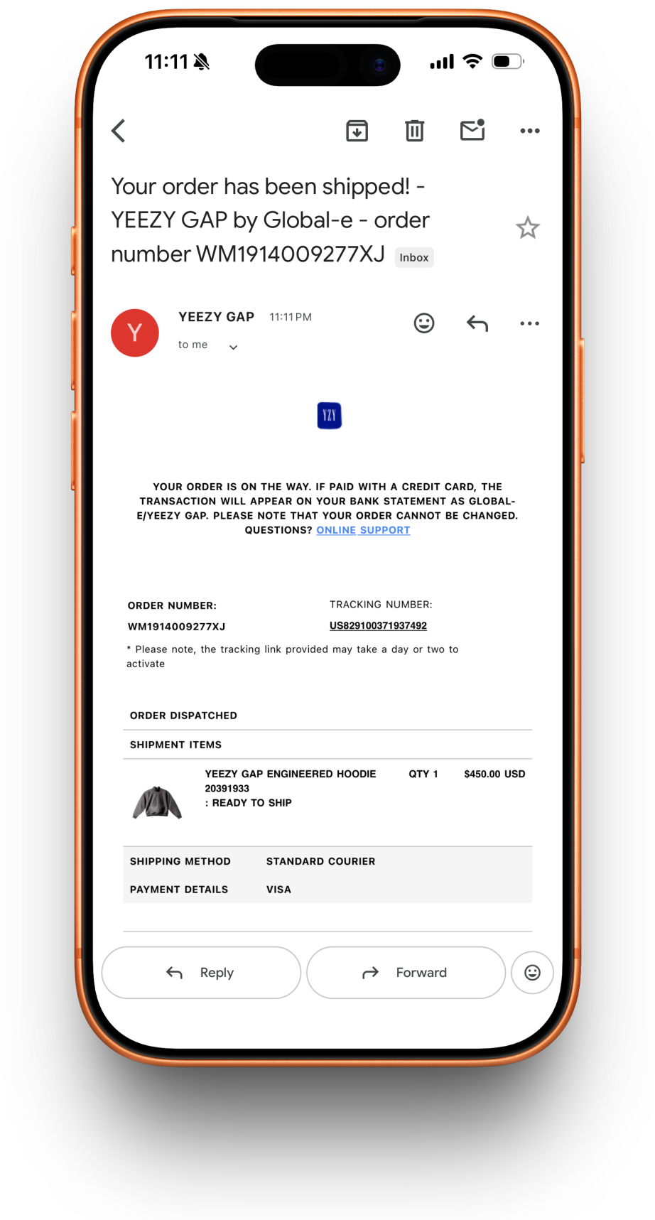 Yeezy GAP receipt preview