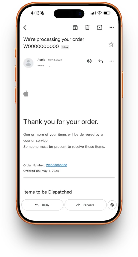 Apple email receipt prop