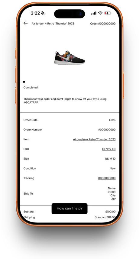 GOAT app emulator on an iPhone