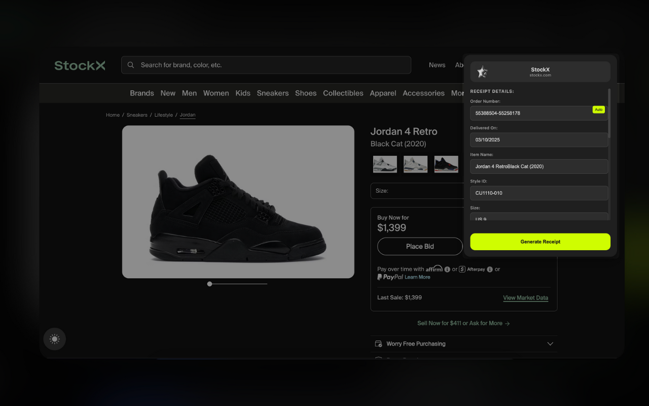 Extension on product page